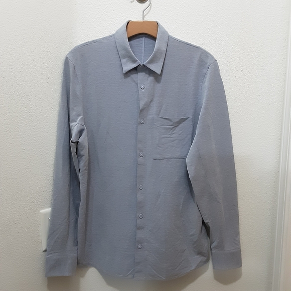Mens Lululemon Commission Long Sleeve Gusset Vented Blue Harbor Shirt